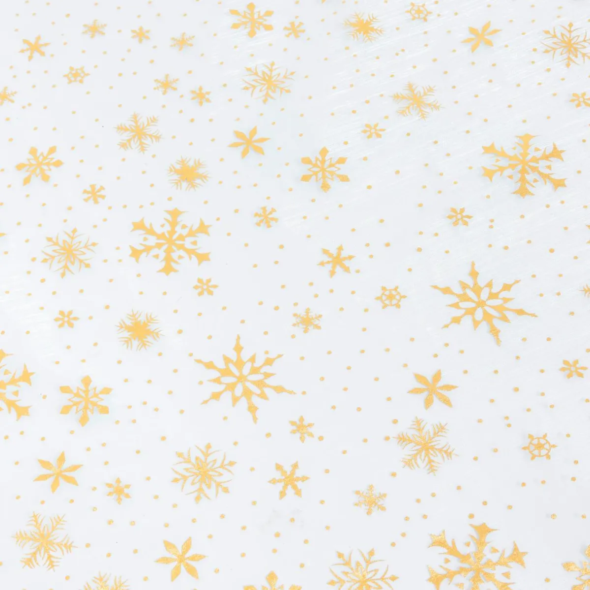 JJA Nappe de Noël rectangulaire (140 x 360 cm) Flocon de neige Blanc Hot