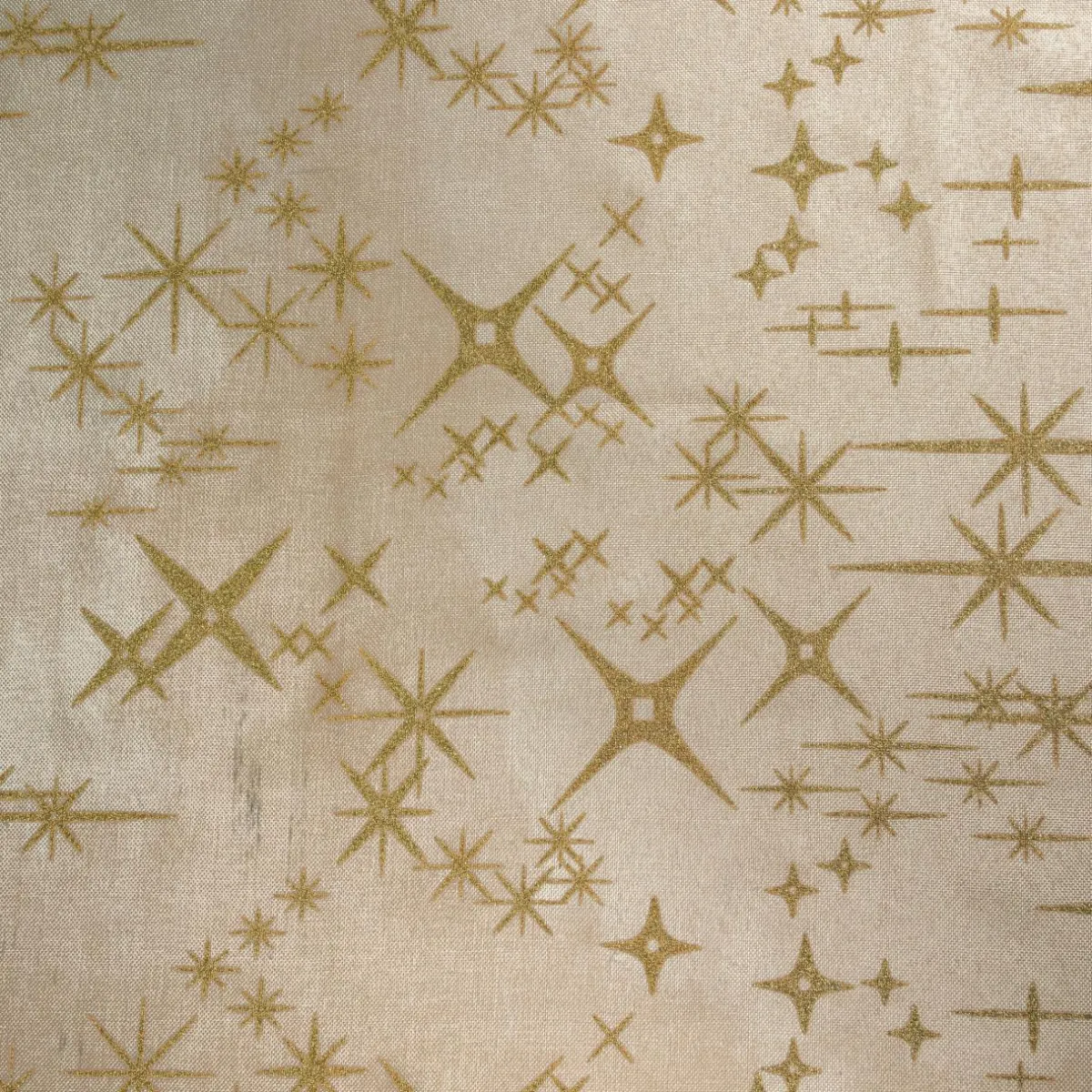 JJA Nappe de Noël rectangulaire (360 x 140 cm) Étoiles Célestes et doré Beige