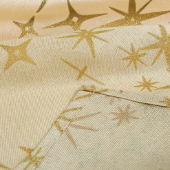 JJA Nappe de Noël rectangulaire (360 x 140 cm) Étoiles Célestes et doré Beige