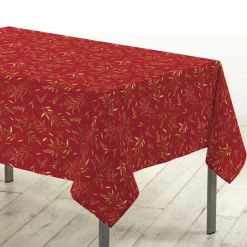 Douceur d interieur Nappe de Noël rectangulaire (140 x 240 cm) Naelle et or Rouge Best