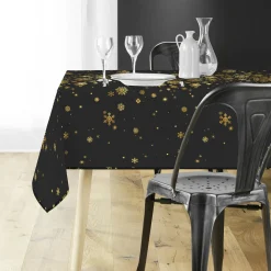 Douceur d interieur Nappe de Noël rectangulaire (150 x 300 cm) Constellation et doré Noir Sale