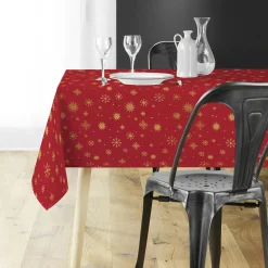 Douceur d interieur Nappe de Noël rectangulaire (140 x 240 cm) Astrelia et or Rouge Best