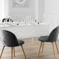 douceur d'intu017drieur Nappe de Noël rectangulaire anti tache (140 x 240 cm) Firmament et doré Blanc