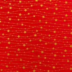 JJA Nappe de Noël rectangulaire (140 x 240 cm) Pluie d'étoiles et doré Rouge