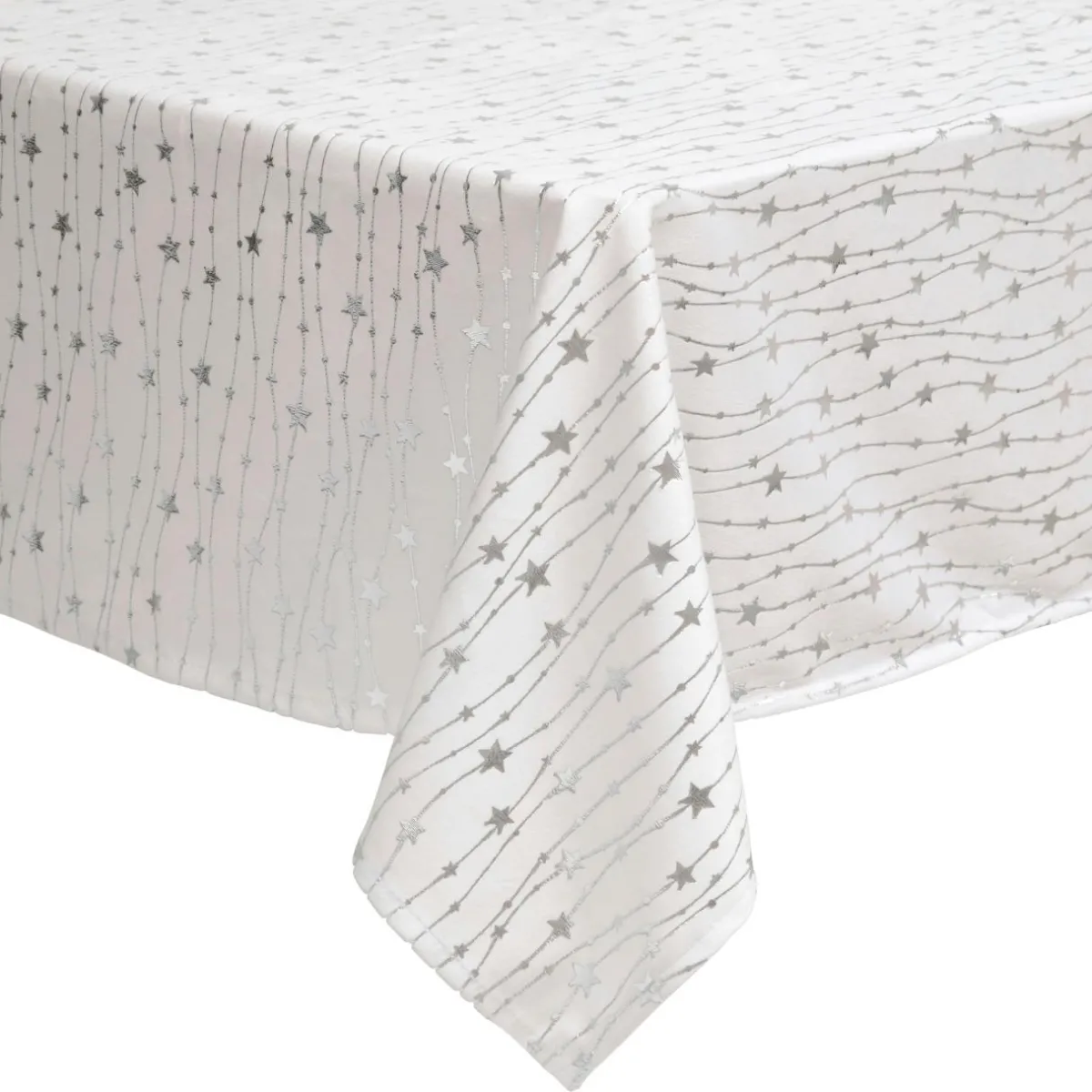 JJA Nappe de Noël rectangulaire (140 x 360 cm) Pluie d'étoiles he Blanc Outlet
