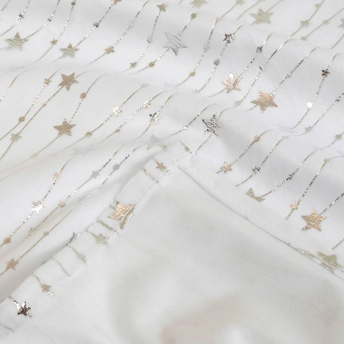JJA Nappe de Noël rectangulaire (140 x 360 cm) Pluie d'étoiles he Blanc Outlet