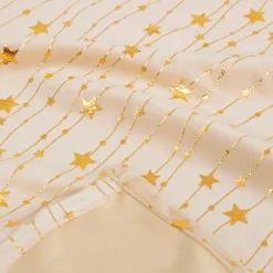 JJA Nappe de Noël rectangulaire (140 x 240 cm) Pluie d'étoiles et doré Ivoire Sale