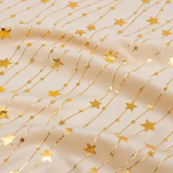 JJA Nappe de Noël rectangulaire (140 x 240 cm) Pluie d'étoiles et doré Ivoire Sale