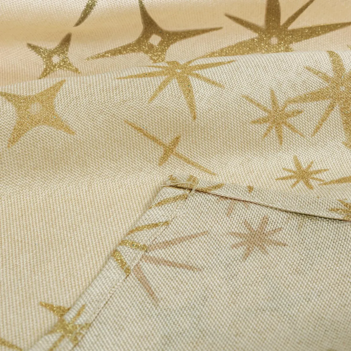 JJA Nappe de Noël rectangulaire (140 x 240 cm) Étoiles Célestes et doré Beige Best