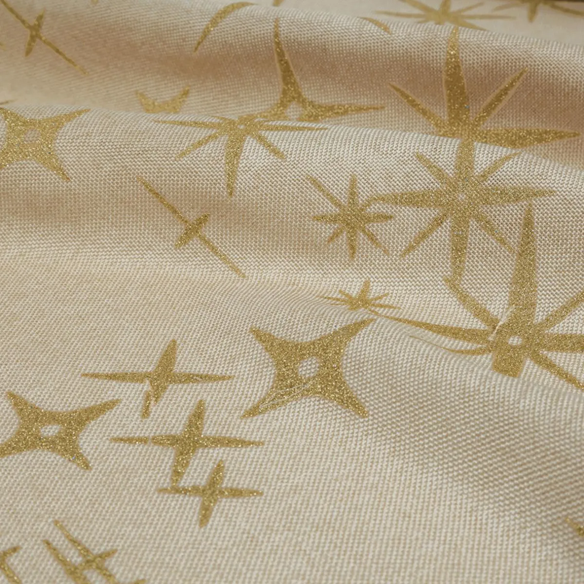 JJA Nappe de Noël rectangulaire (140 x 240 cm) Étoiles Célestes et doré Beige Best