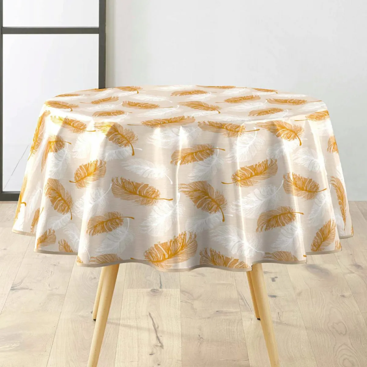 douceur d'intu017drieur Nappe enduite PVC Ronde (160 cm) Sarina Taupe Outlet