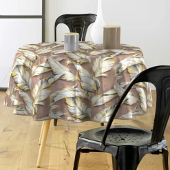 douceur d'intu017drieur Nappe enduite PVC ronde imperméable (Diamètre 160 cm) Ebany Chocolat Clearance
