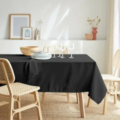 EMINZA Nappe rectangulaire anti tache (140 x 300 cm) Elise e Noir Best