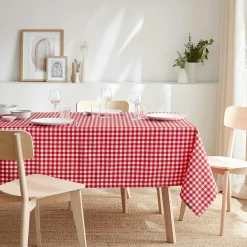 EMINZA Nappe rectangulaire anti tache (140 x 300 cm) Elise Vichy Rouge Vichy-rouge New