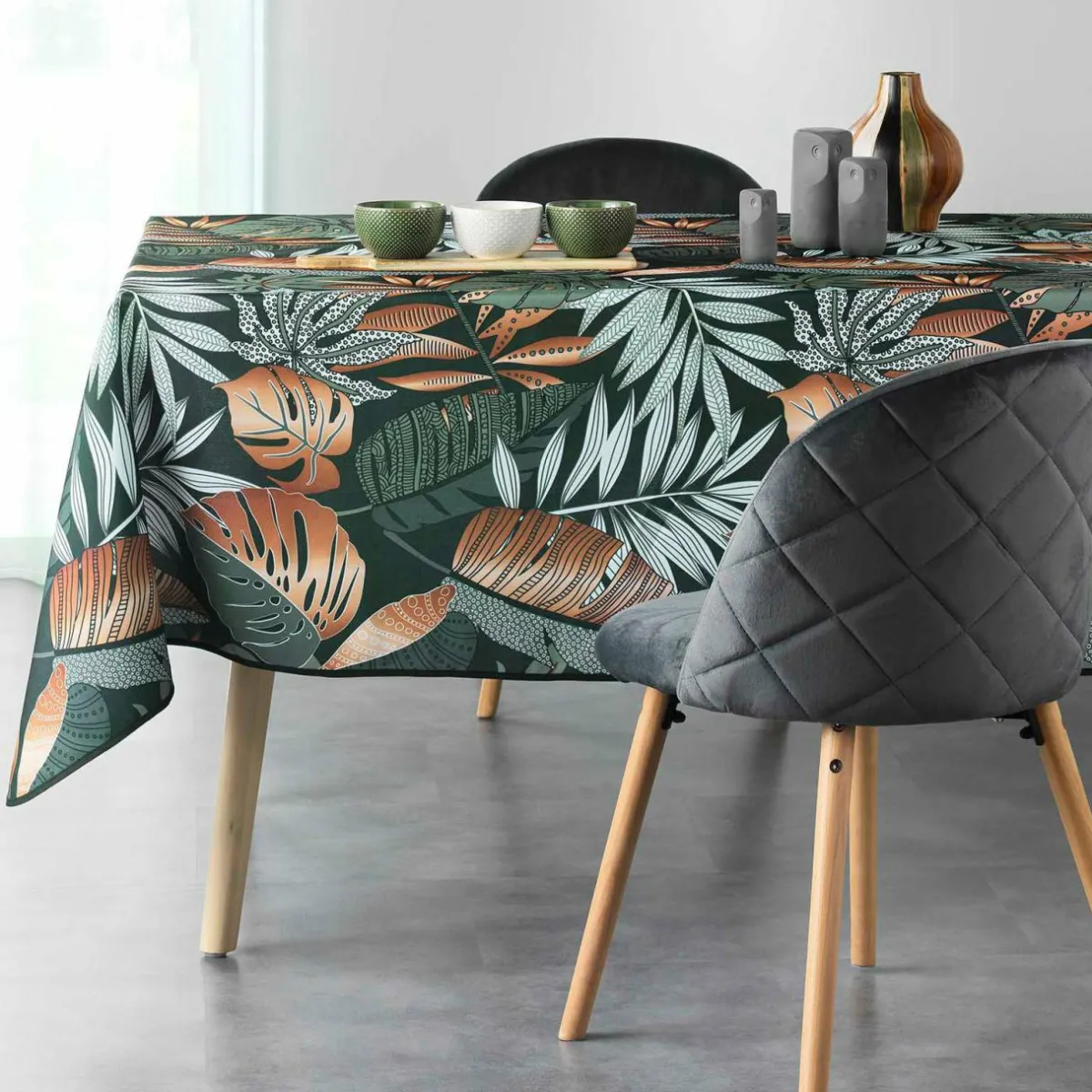 DOUCEUR D'INTERIEUR Nappe rectangulaire anti tache (150 x 240 cm) Alianor Vert kaki New