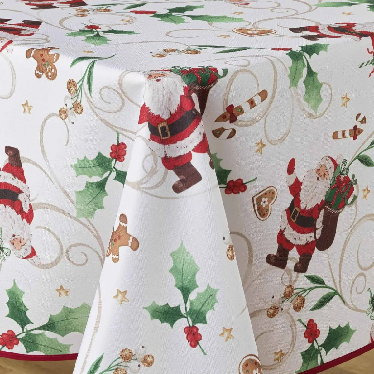 douceur d'intu017drieur Nappe rectangulaire anti tache (150 x 240 cm) Père Noël Blanc New
