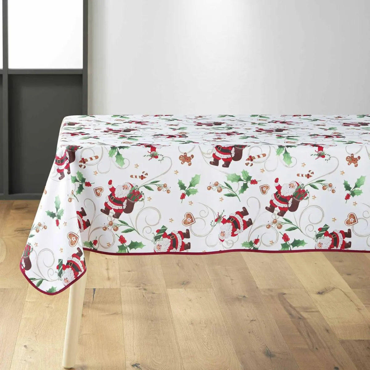 douceur d'intu017drieur Nappe rectangulaire anti tache (150 x 240 cm) Père Noël Blanc New