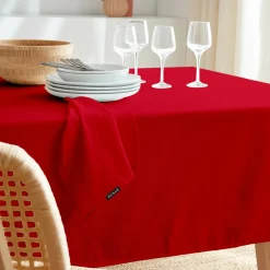 EMINZA Nappe rectangulaire anti tache (140 x 300 cm) Elise Rouge Sale