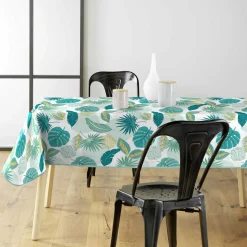 douceur d'intu017drieur Nappe rectangulaire anti tache tissu PVC imperméable (140 x 240 cm) Plantania e Bleu New