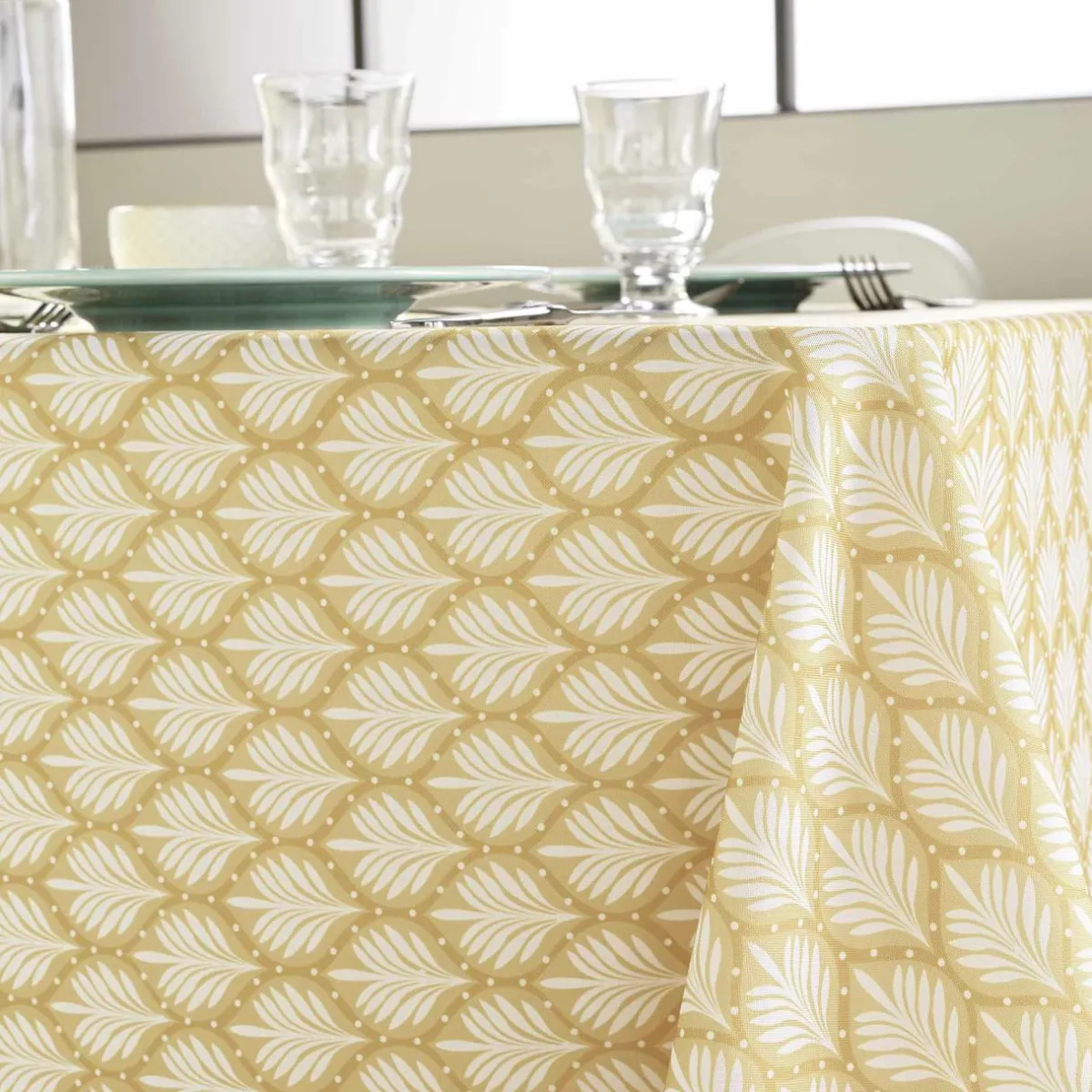 douceur d'intu017drieur Nappe rectangulaire anti tache (145 x 240 cm) Davia Jaune ocre New