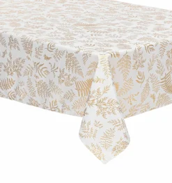 Feeric Lights & Christmas Nappe rectangulaire anti tache (140 x 360 cm) Feuilles d'or Blanc New