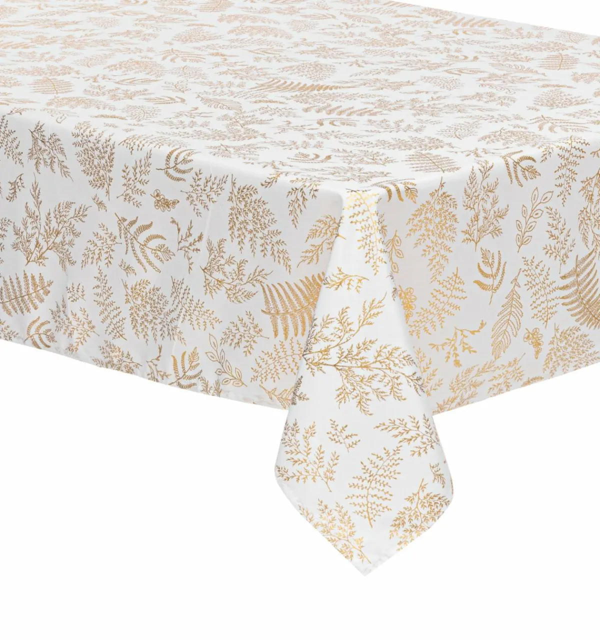 Feeric Lights & Christmas Nappe rectangulaire anti tache (140 x 360 cm) Feuilles d'or Blanc New
