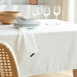 EMINZA Nappe rectangulaire anti tache (140 x 350 cm) Elise he Blanc Outlet
