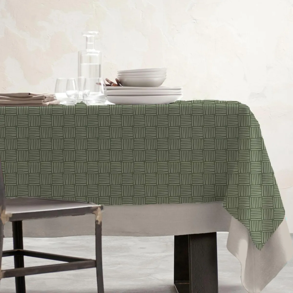 EMINZA Nappe rectangulaire coton enduit (150 x 250 cm) Paolo e Vert Outlet