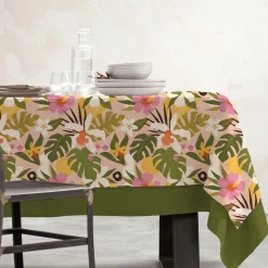 EMINZA Nappe rectangulaire coton enduit (150 x 350 cm) Rio Multicolore Hot
