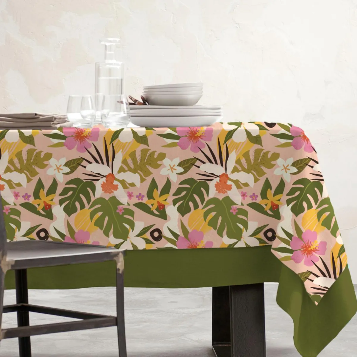 EMINZA Nappe rectangulaire coton enduit (150 x 350 cm) Rio Multicolore Hot