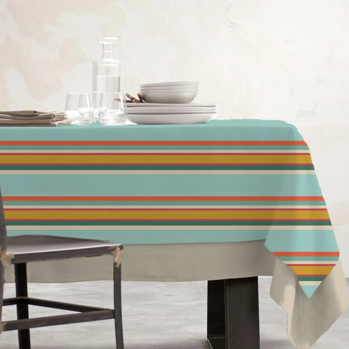 EMINZA Nappe rectangulaire coton enduit (150 x 350 cm) Cervione Multicolore Clearance