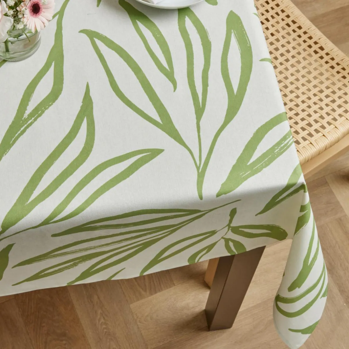 EMINZA Nappe rectangulaire coton enduit (150 x 350 cm) Galice Vert Eucalyptus Hot