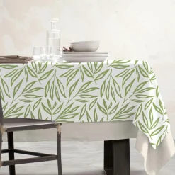 EMINZA Nappe rectangulaire coton enduit (150 x 350 cm) Galice Vert Eucalyptus Hot