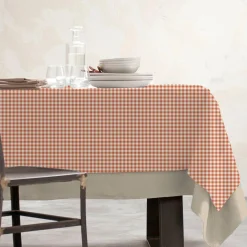 EMINZA Nappe rectangulaire coton enduit (150 x 350 cm) Vichy Terracotta Sale