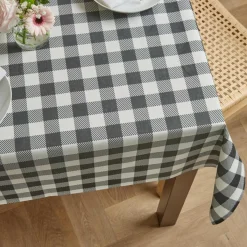 EMINZA Nappe rectangulaire coton enduit (150 x 350 cm) Vichy e Noir Outlet