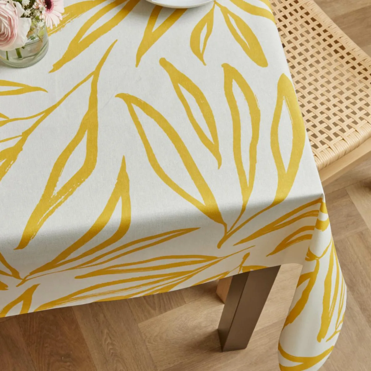 EMINZA Nappe rectangulaire coton enduit (150 x 350 cm) Galice Jaune moutarde Best