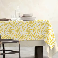 EMINZA Nappe rectangulaire coton enduit (150 x 350 cm) Galice Jaune moutarde Best