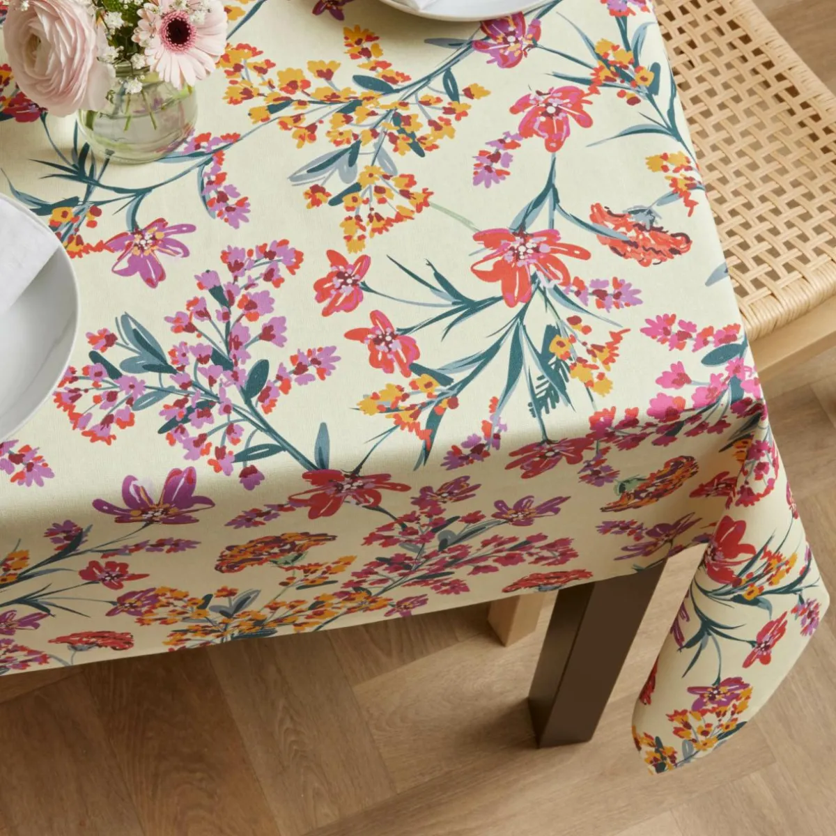 EMINZA Nappe rectangulaire coton enduit (150 x 350 cm) Margot Multicolore New