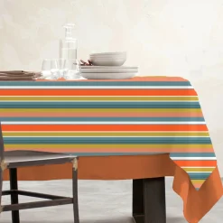 EMINZA Nappe rectangulaire coton enduit (150 x 350 cm) Mandarine Multicolore New