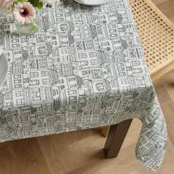 EMINZA Nappe rectangulaire coton enduit (150 x 250 cm) Home e Gris