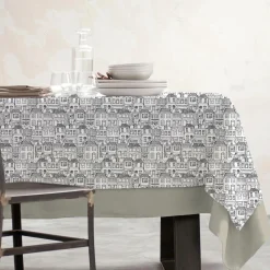EMINZA Nappe rectangulaire coton enduit (150 x 250 cm) Home e Gris