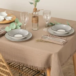 ATMOSPHERA Nappe rectangulaire coton (150 x 250 cm) Maha Beige Best