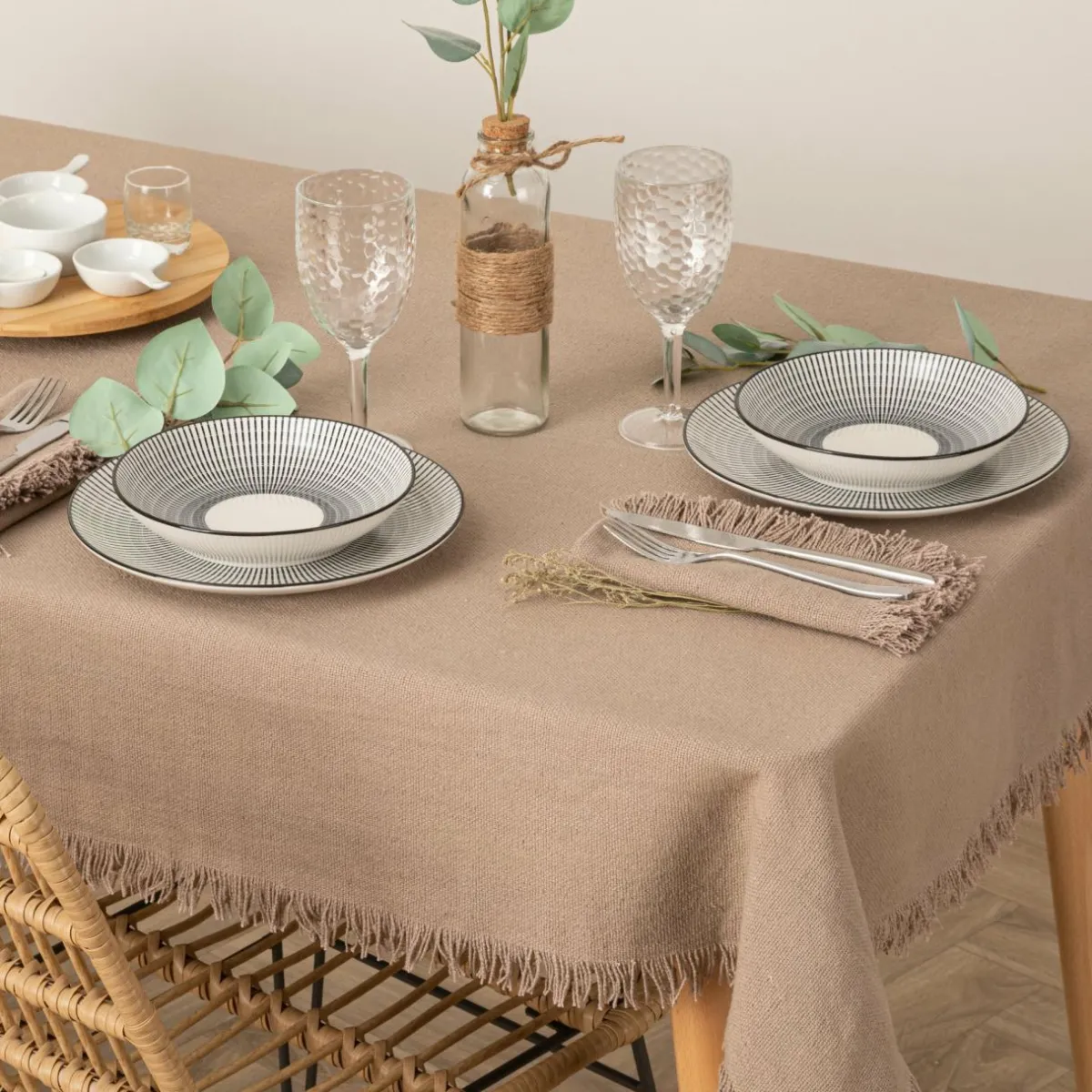 ATMOSPHERA Nappe rectangulaire coton (150 x 250 cm) Maha Beige Best
