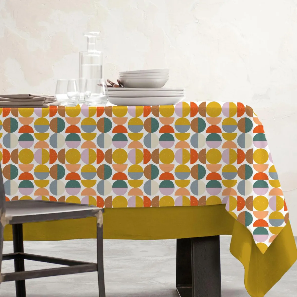 EMINZA Nappe rectangulaire coton enduit (150 x 250 cm) Brooklyn Multicolore Online