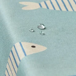 EMINZA Nappe rectangulaire coton enduit (150 x 350 cm) Fish e Bleu New