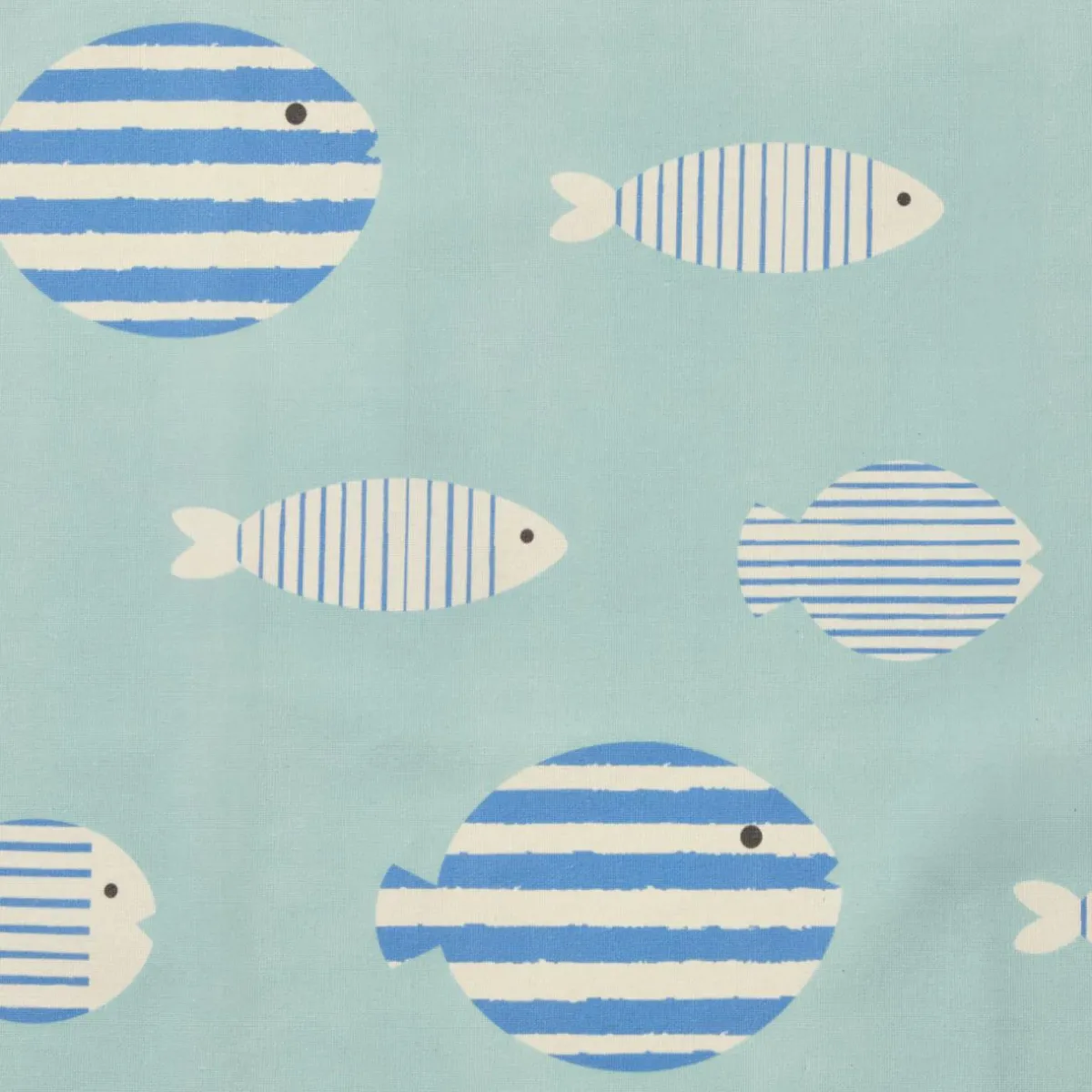 EMINZA Nappe rectangulaire coton enduit (150 x 350 cm) Fish e Bleu New