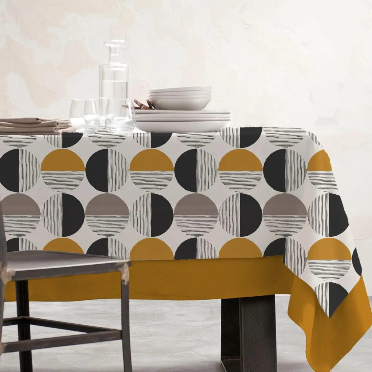 EMINZA Nappe rectangulaire coton enduit (150 x 250 cm) Harlem Multicolore Hot