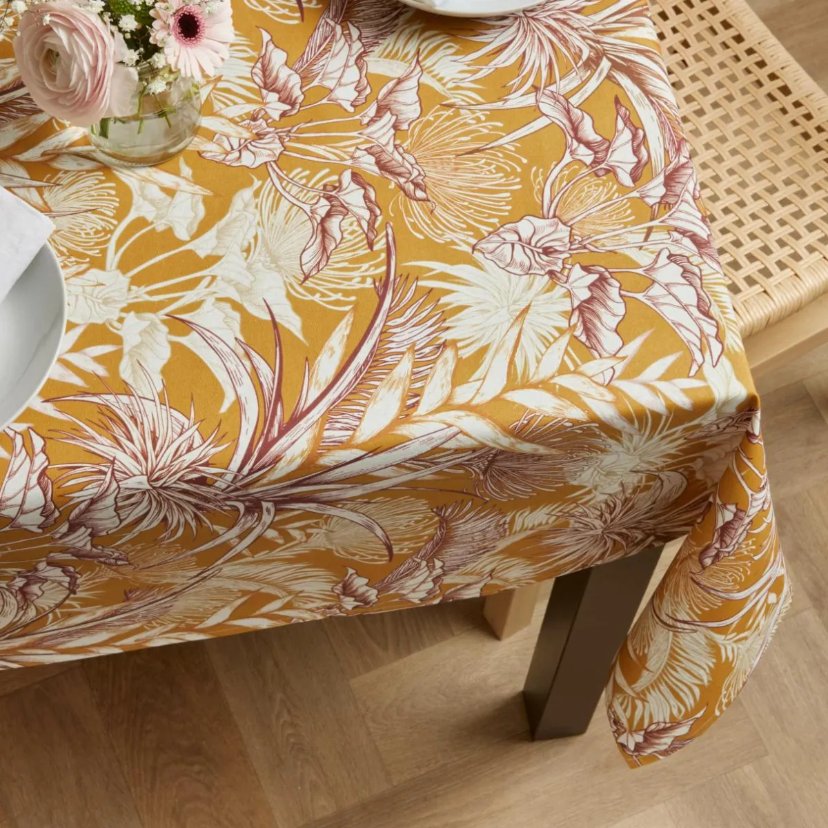 EMINZA Nappe rectangulaire coton enduit (150 x 250 cm) Granada Jaune moutarde Clearance