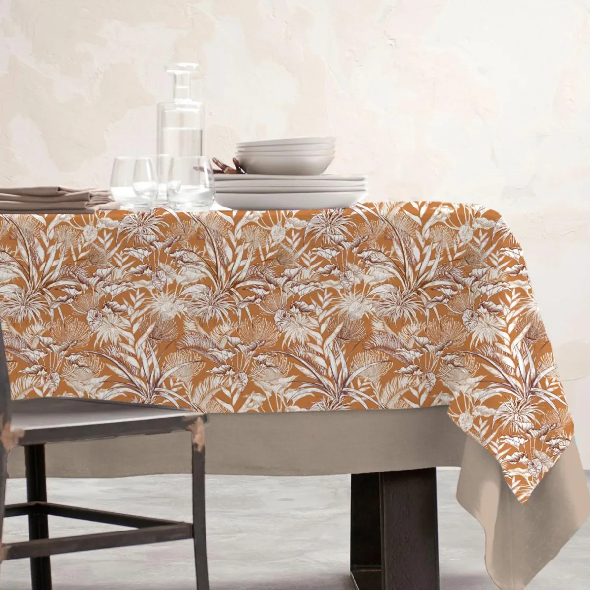 EMINZA Nappe rectangulaire coton enduit (150 x 250 cm) Granada Jaune moutarde Clearance