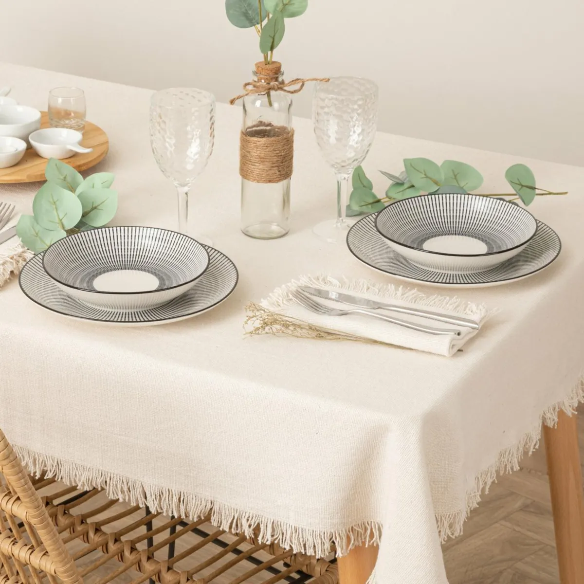 ATMOSPHERA Nappe rectangulaire coton (150 x 250 cm) Maha he Blanc Online